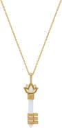 Karma and Luck Spiritual Awakening Rainbow Moonstone Key & Lotus Gold Necklace