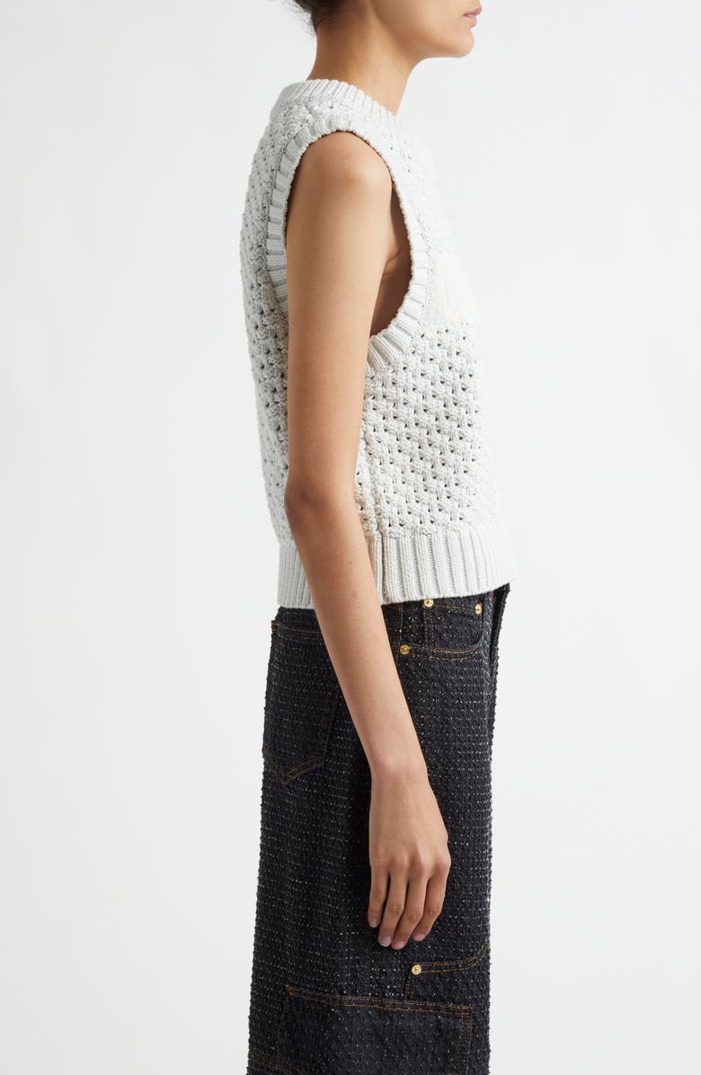 Ganni Textured Organic Cotton Blend Sweater Vest, Alternate, color, 