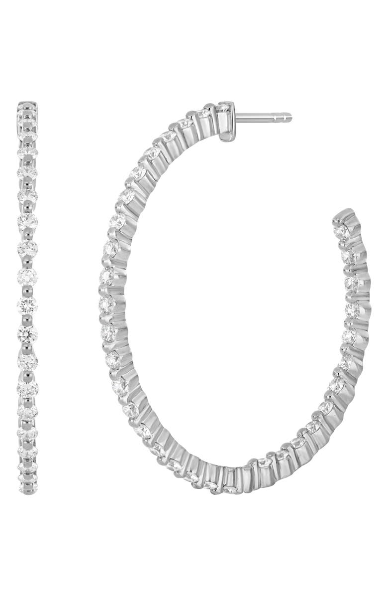 Bony Levy Liora 18K White Gold Diamond Inside Out Hoop Earrings, Main, color, 