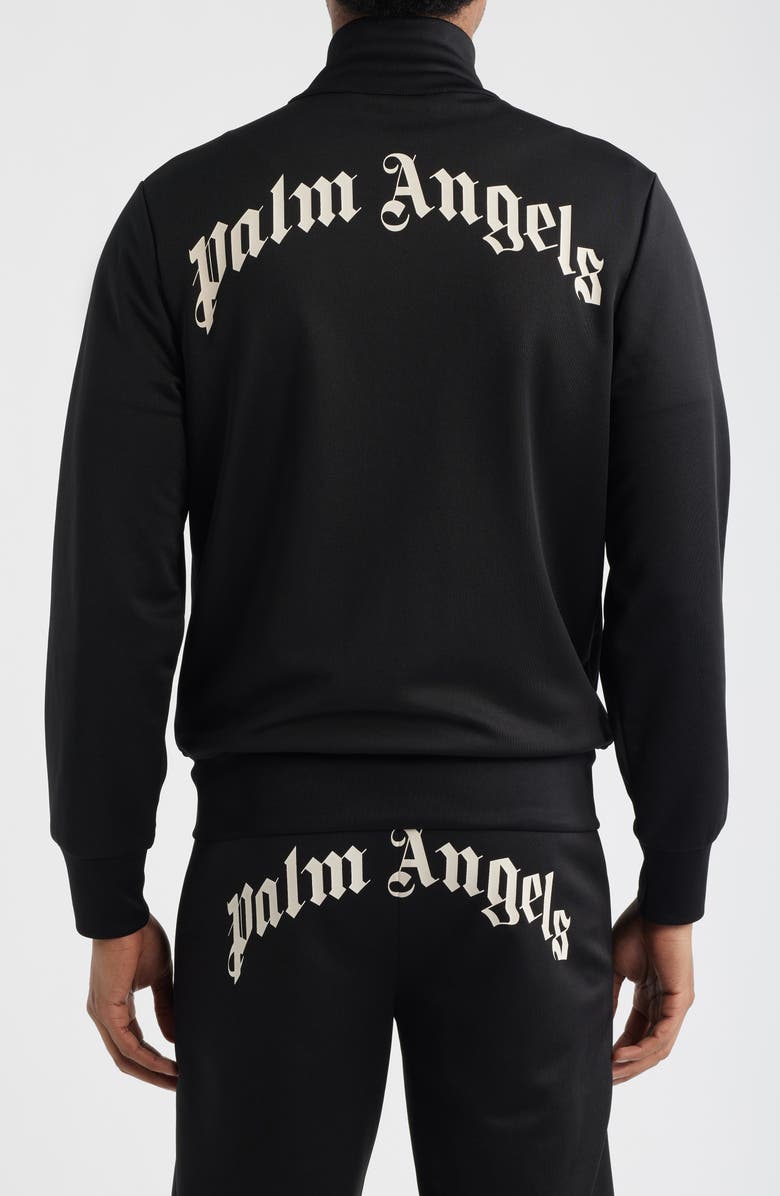 Palm Angels Back Curved Logo Track Jacket, Alternate, color, Black Off White