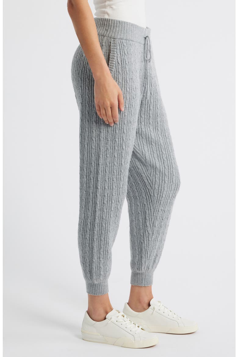 Cable Knit Sweater Joggers, Alternate, color, GRAY