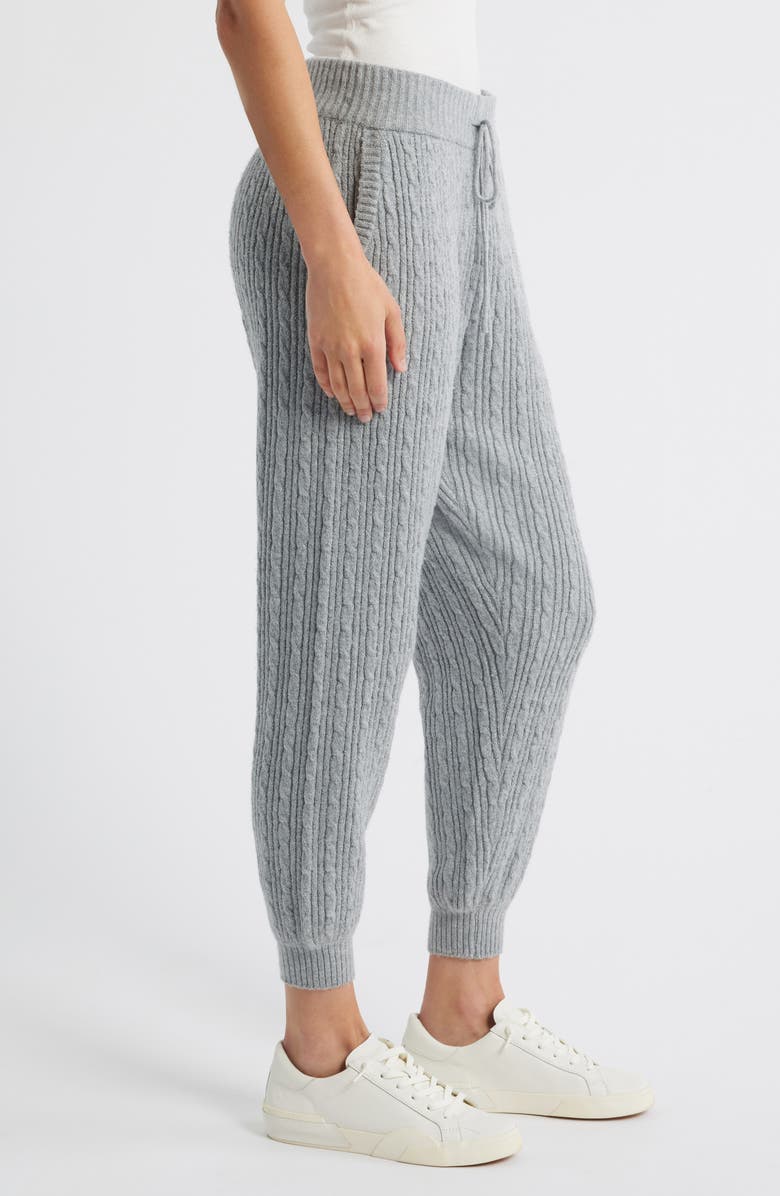 CITY BLUES Cable Knit Sweater Joggers, Alternate, color, Gray
