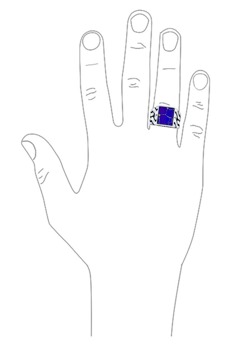 Men's Sterling Silver Semiprecious Stone Signet Ring, Alternate, color, DARK BLUE