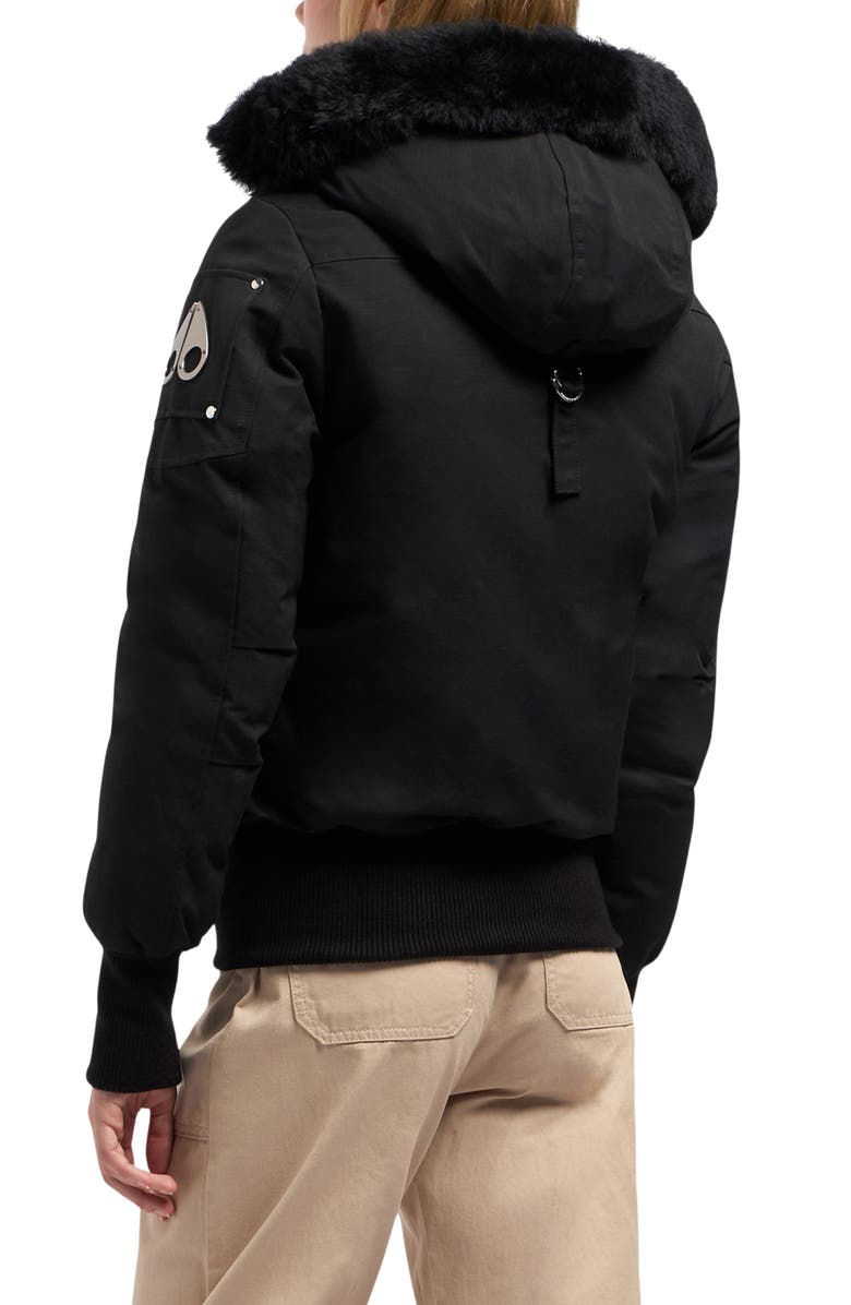Moose Knuckles Original Debbie 650 Fill Power Down Hooded Bomber Jacket with Genuine Shearling Trim, Alternate, color, 