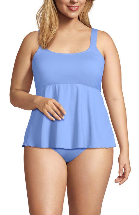Adjustable Scoop Neck Flutter Tankini Top