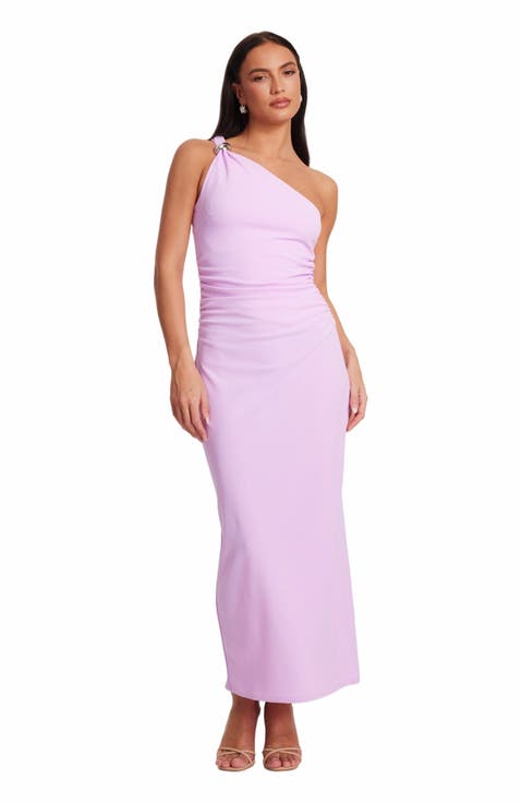 Formal Flair Chic One-Sleeve Buckle Dress Formal Flair Chic One-Sleeve Buckle Dress