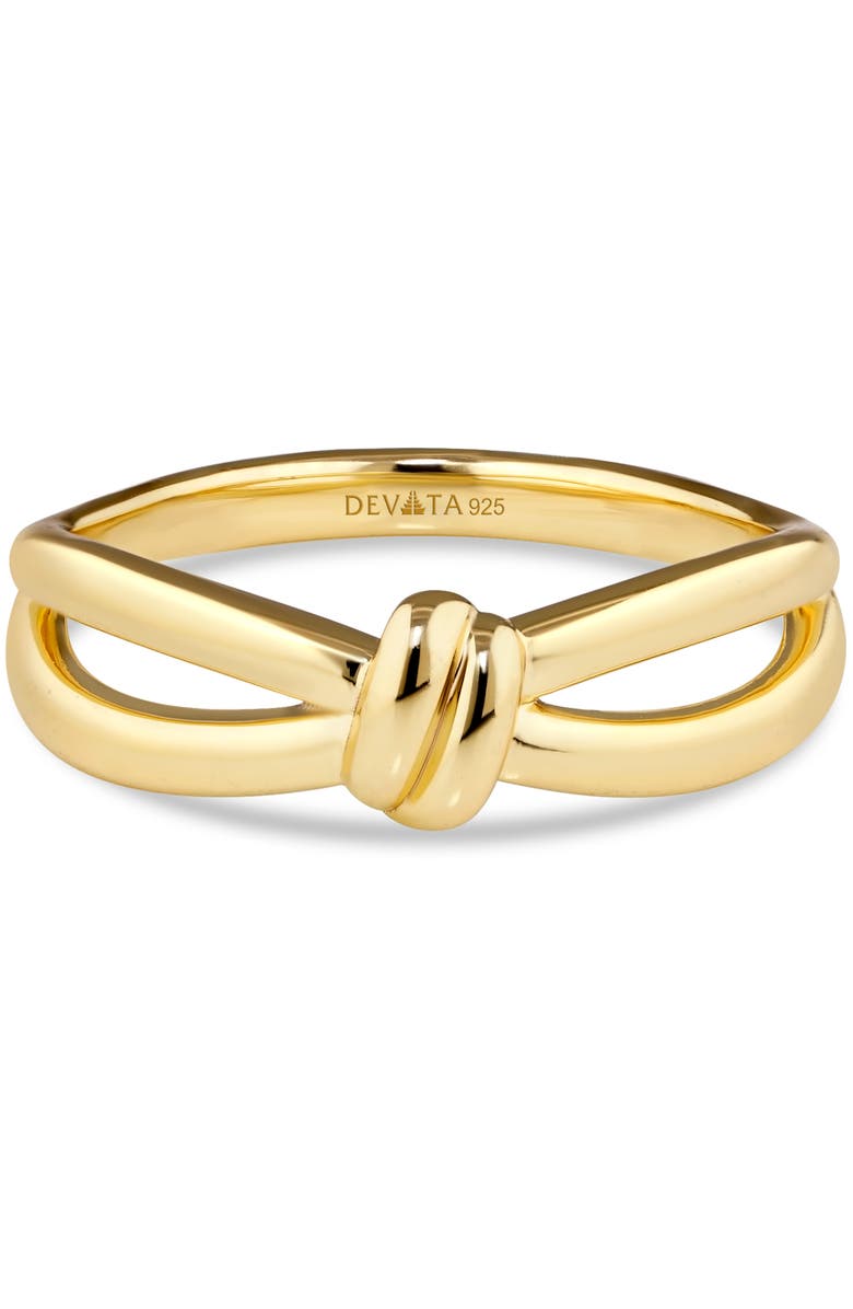 DEVATA Love Knot Ring in Gold Plated Sterling Silver, Main, color, Yellow Gold