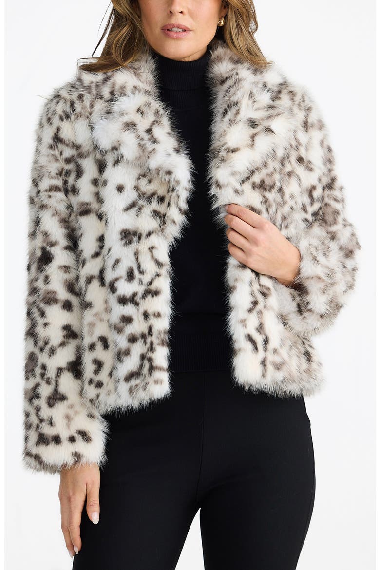 Bertoli Faux Fur Jacket, Alternate, color, GREY LEOPARD