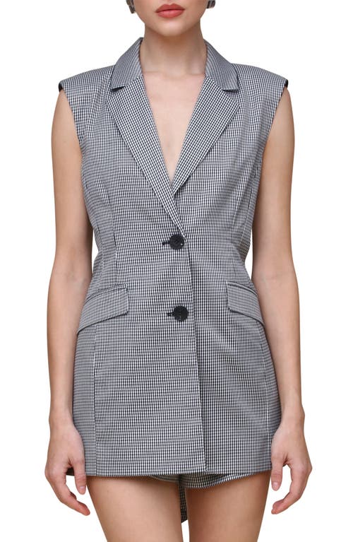 Avec Les Filles Gingham Back Bow Short Jumpsuit In Black White