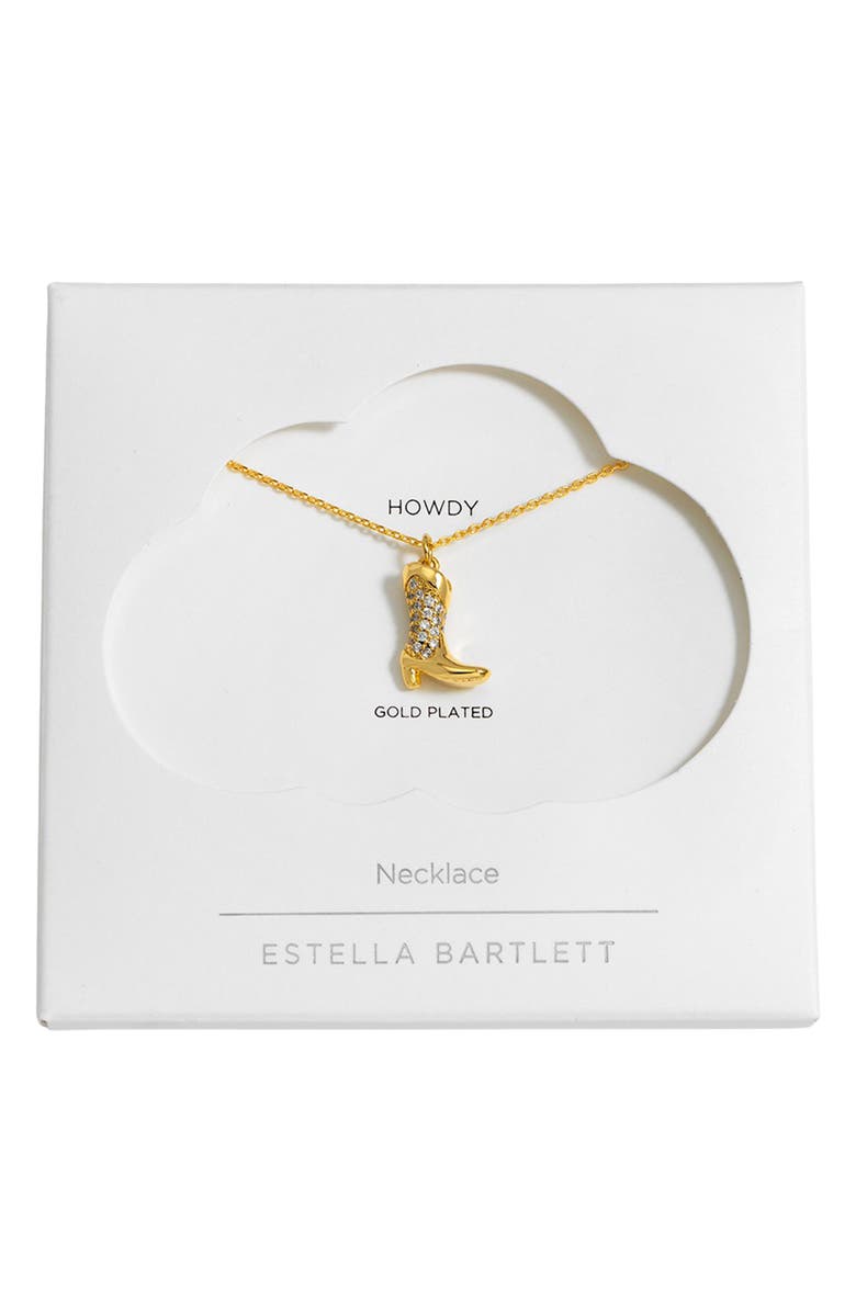 Estella Bartlett Cowboy Boot Pavé Pendent Necklacennn, Alternate, color, Silver/ Gold