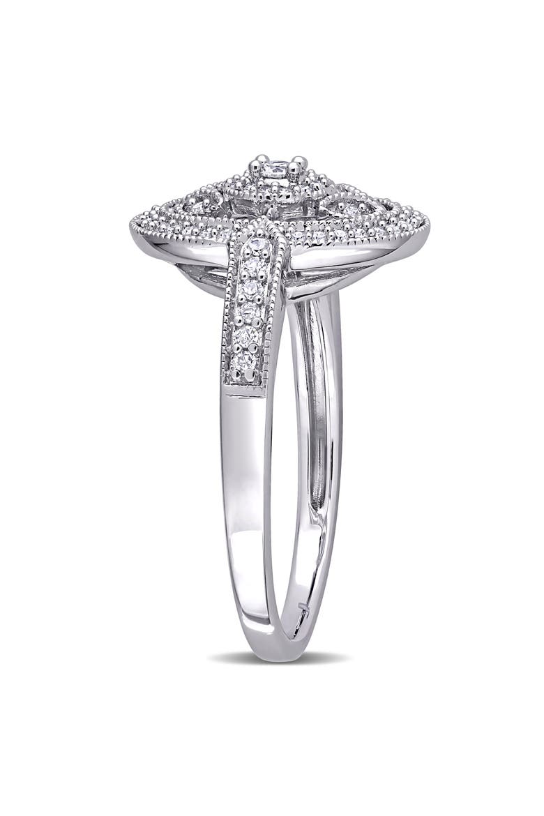 Diamond Vintage Oval Halo Ring, Alternate, color, Sterling Silver