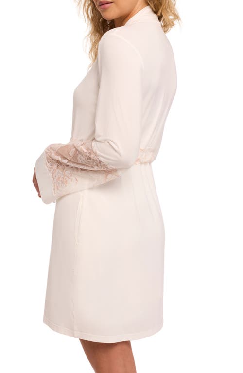 Fleur't Bridal Lace Trim Robe In Chantilly/champagne