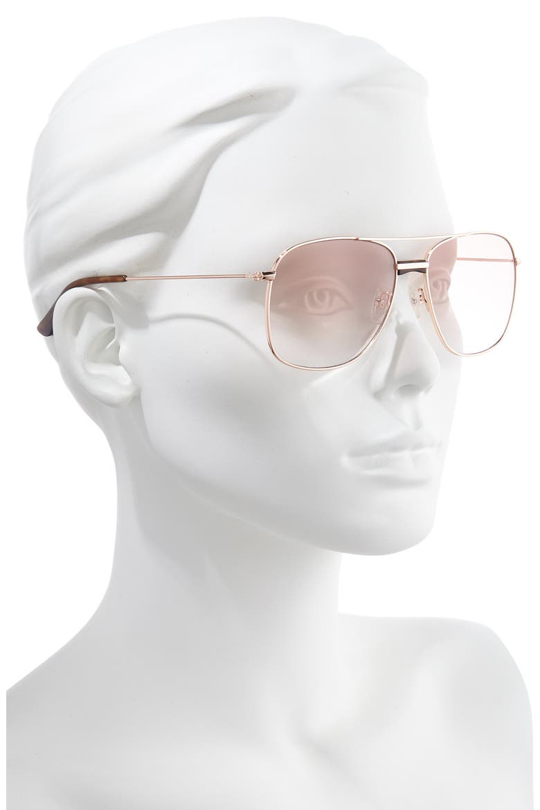 56mm Navigator Aviator Sunglasses, Alternate, color, ROSE GOLD