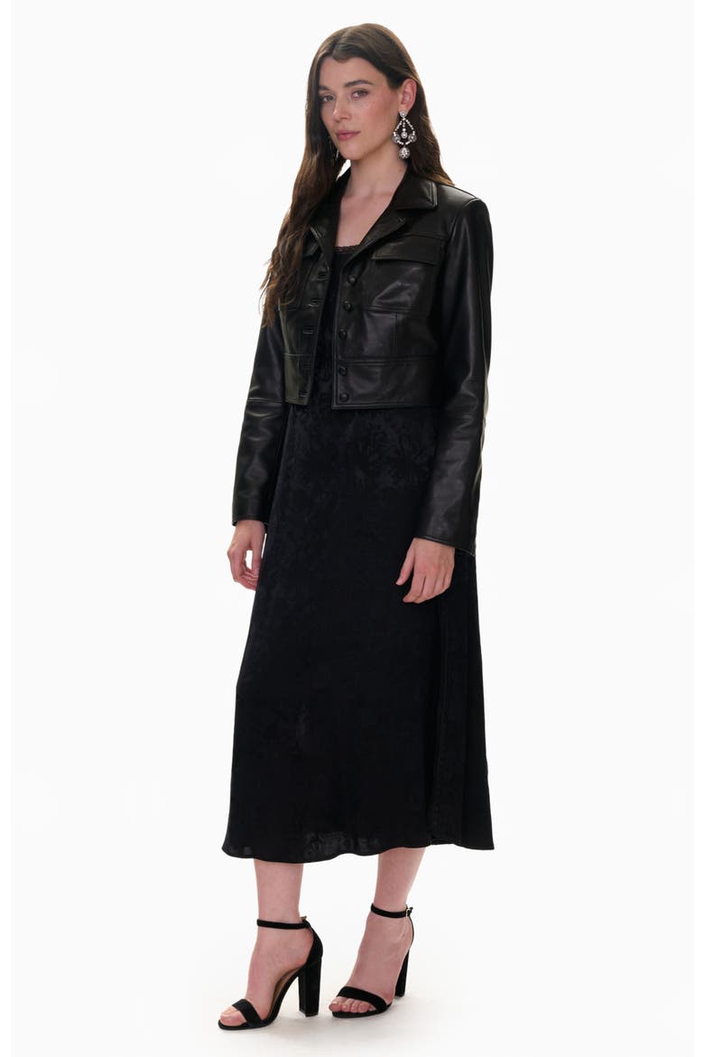 Piper Crop Leather Jacket, Alternate, color, Noir
