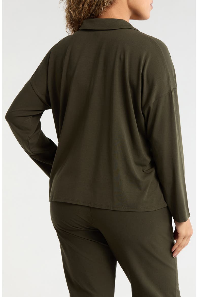Boxy Henley Jersey Top, Alternate, color, WOODLAND