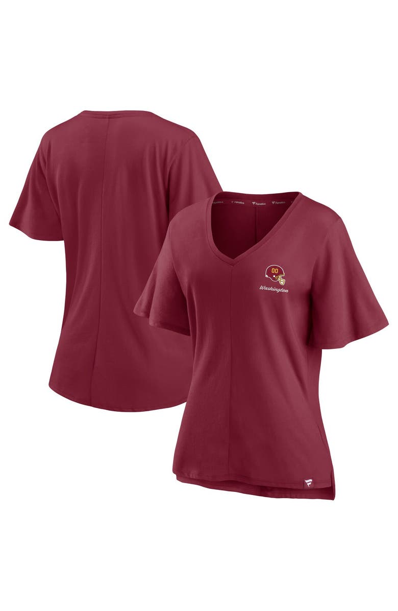 FANATICS Women's Fanatics Branded Burgundy Washington Football Team Southpaw Flutter V-Neck T-Shirt, Main, color, Burgundy
