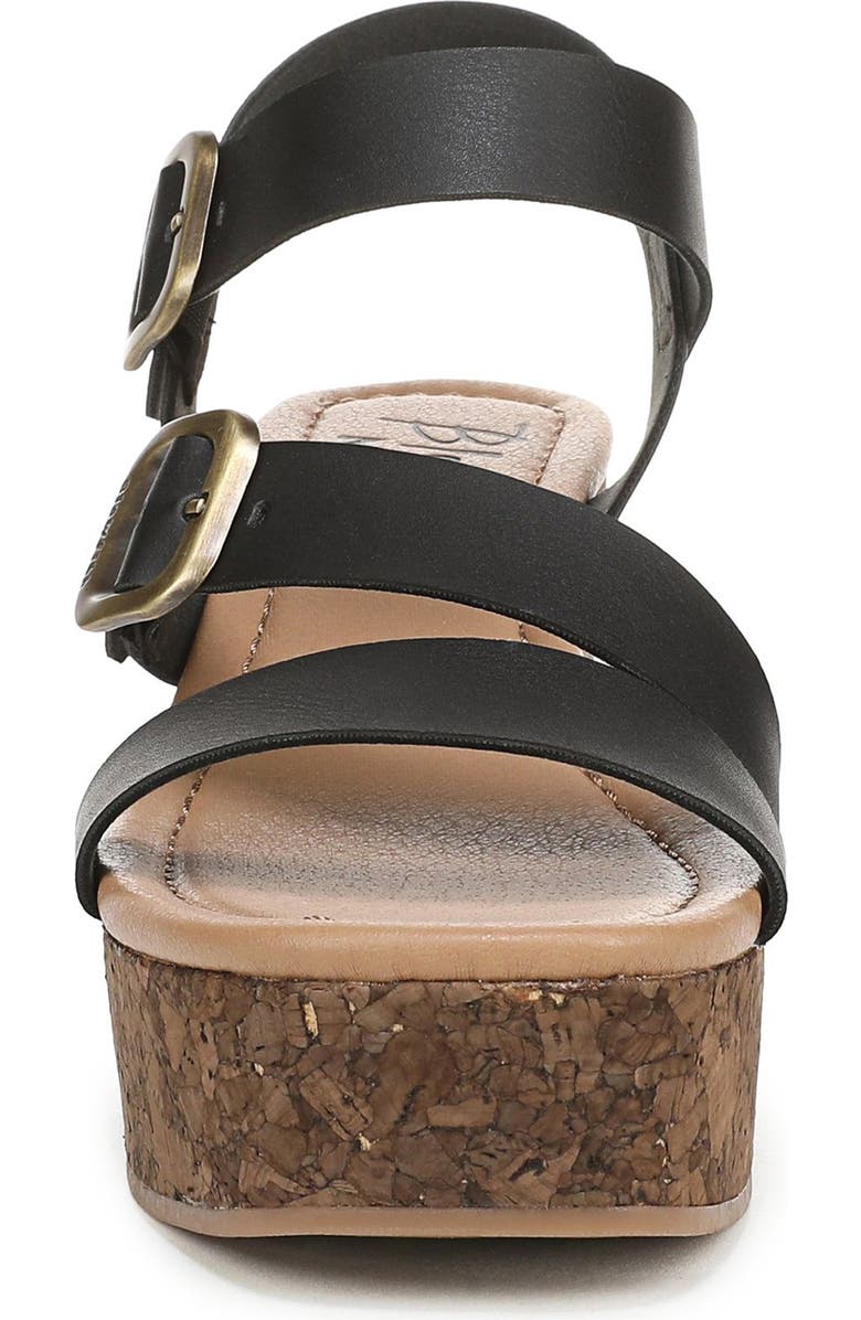 Blowfish Malibu Ali Buckled Wedge Sandal, Alternate, color, Black Faux Leather