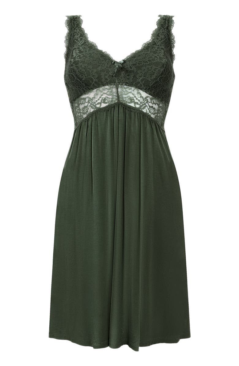 Hunkemöller Nora Lace Slip Dress, Alternate, color, Green