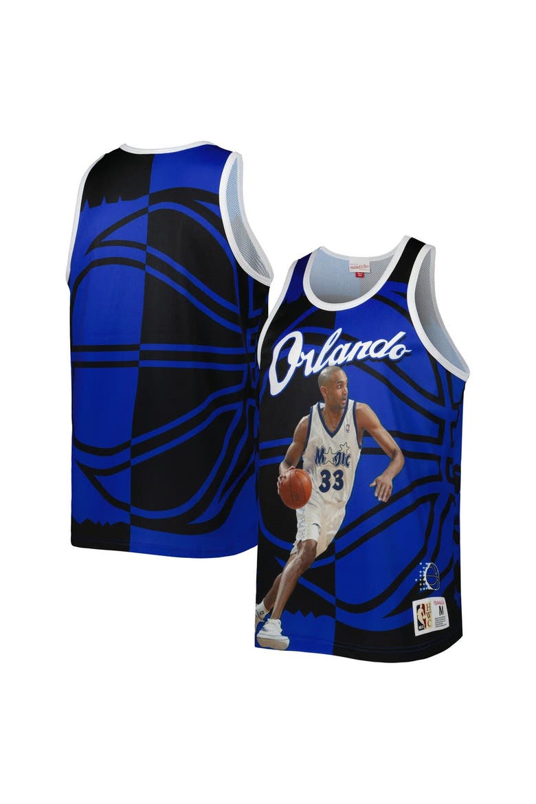 Men's Mitchell & Ness Grant Hill Blue/Black Orlando Magic Sublimated Player Tank Top, Main, color, Blue