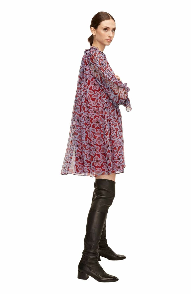 Rebecca Taylor Vera Fleur Chiffon Smocked Dress, Alternate, color, Vera Fleur Cherry Combo