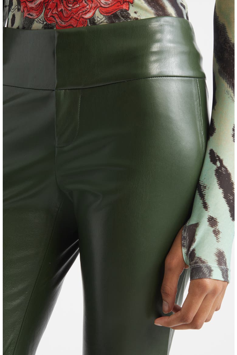 Olivia Faux Leather Pants, Alternate, color, DARK OLIVE