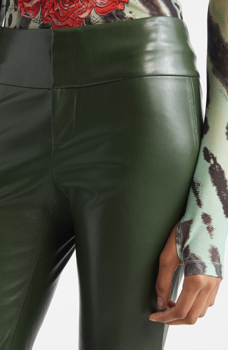 Alice + Olivia Olivia Faux Leather Pants, Alternate, color, Dark Olive