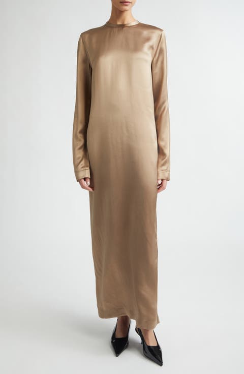 Long Sleeve Satin Dress