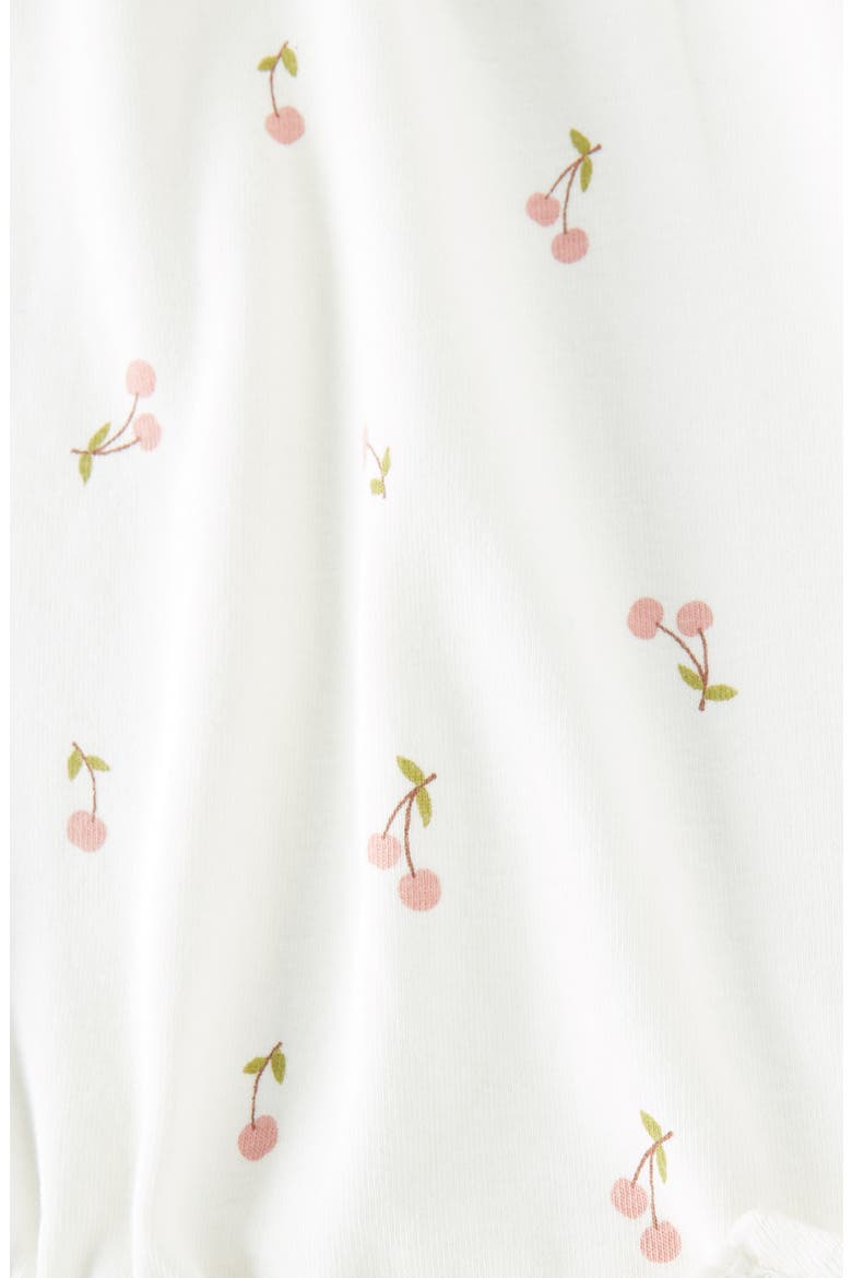 Print Cotton Jersey Ruffle Romper, Alternate, color, IVORY EGRET CHERRY BERRY