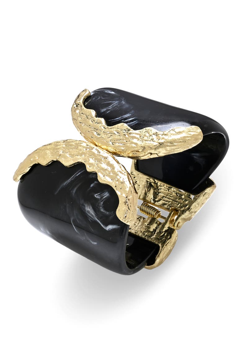 Cindy Molten Hinge Bracelet, Alternate, color, BLACK/ GOLD