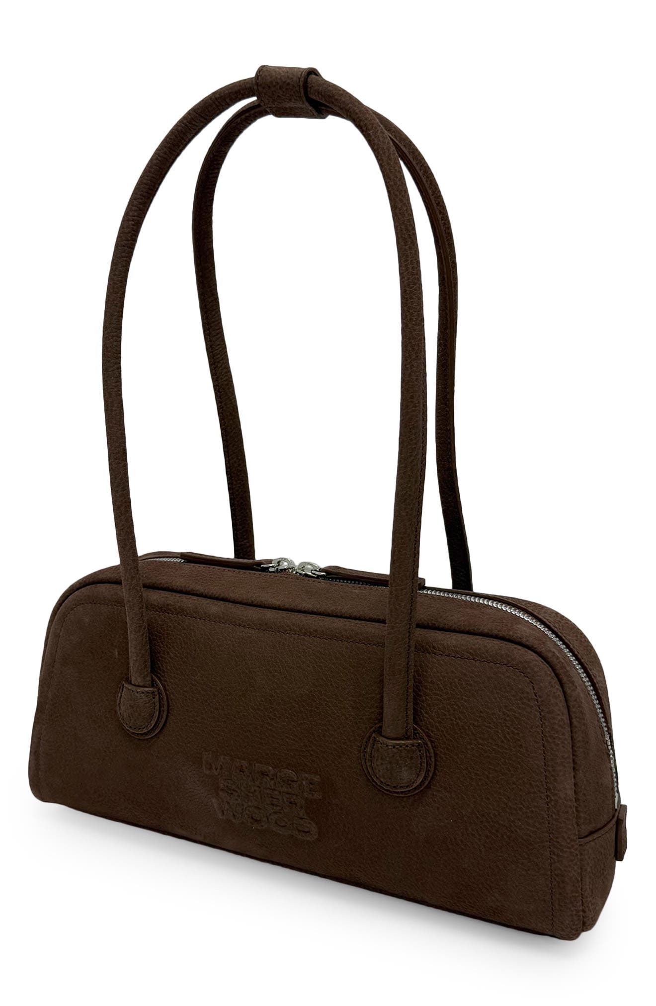 Soft Boston EW Leather Shoulder Bag, Alternate, color, MILK BROWN NUBUCK