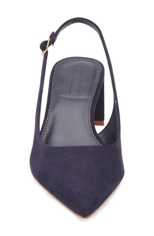 Steve Madden Robyn Pointed Toe Slingback Pump In Navy Nubuck