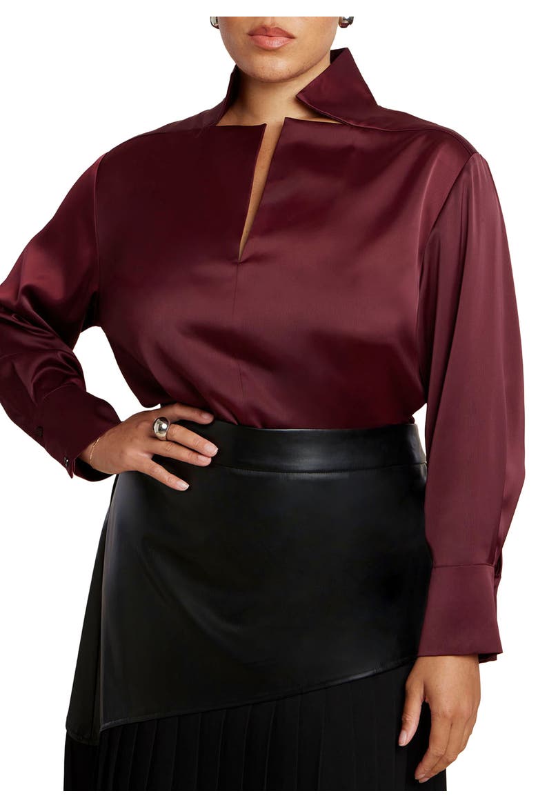 Deconstructed Neckline Blouse, Main, color, TAWNY PORT