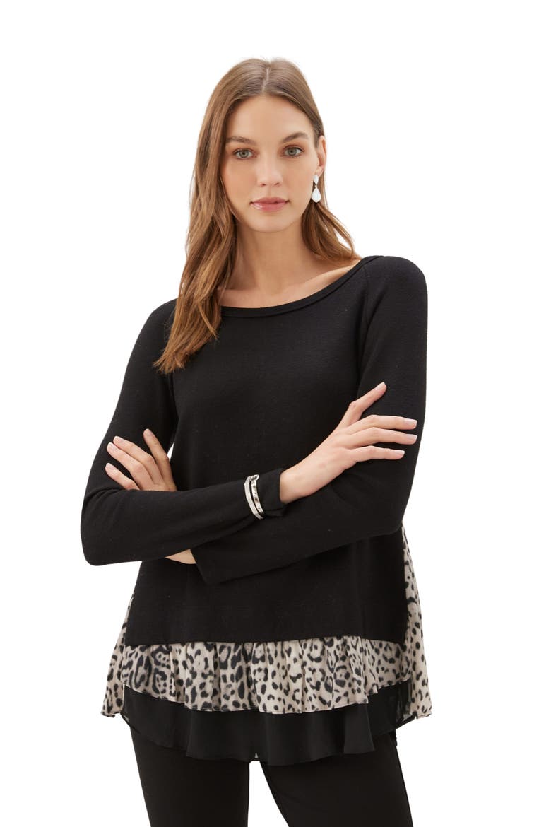 Layered Contrast Sweater, Alternate, color, BLACK