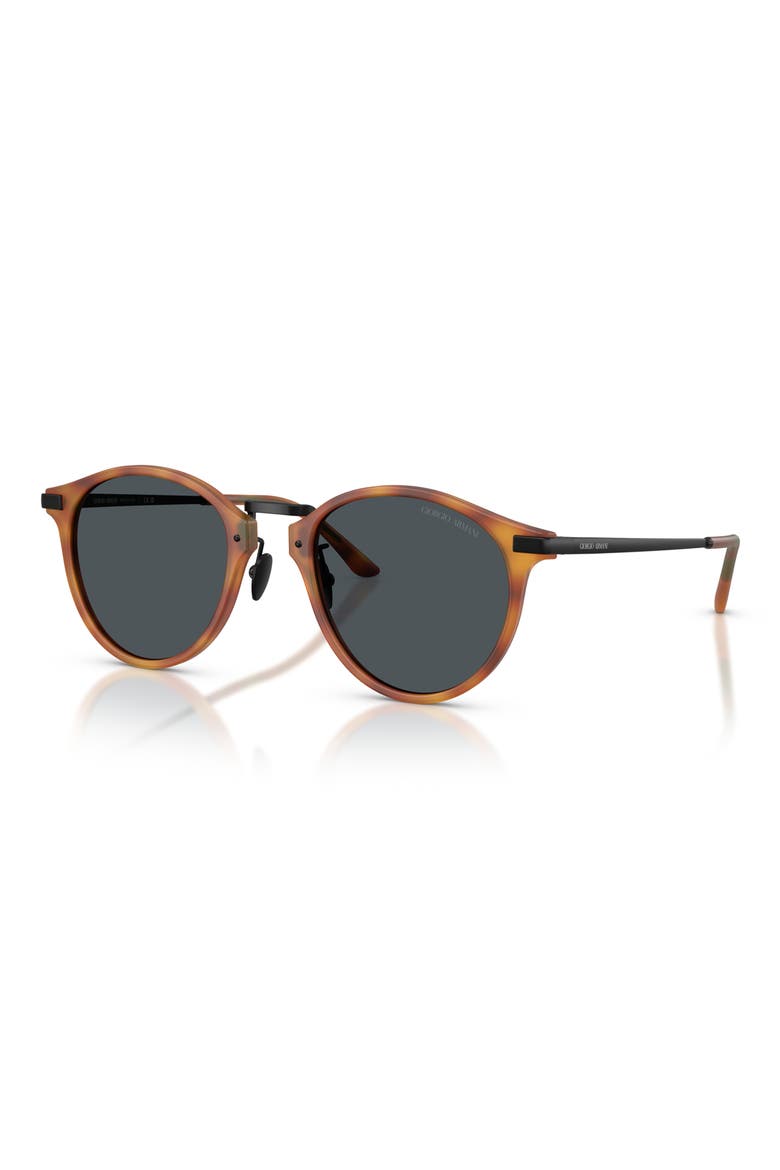 51mm Round Sunglasses, Alternate, color, MATTE BROWN TURTLE / BLUE