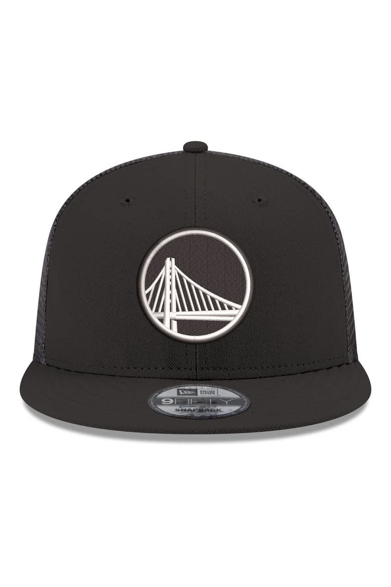 Men's New Era Black Golden State Warriors Core Logo Meshback 9FIFTY Snapback Hat, Alternate, color, Black