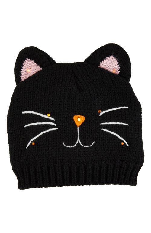Mud Pie Light Up Halloween Knit Beanie In Black