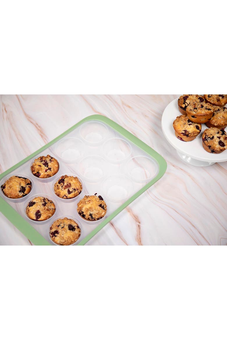 Look and Cook Clear Silicone 12-Cup Muffin Pan, Moss, Alternate, color, Moss