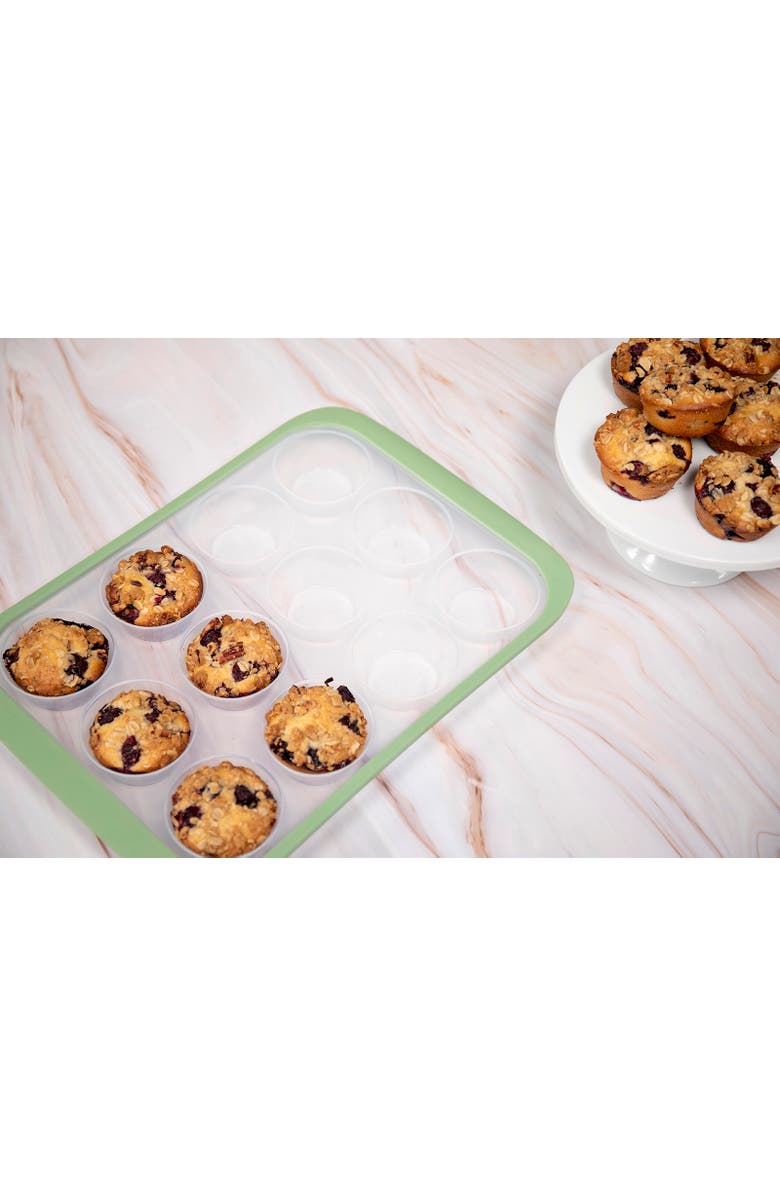 Henning Lee Look and Cook Clear Silicone 12-Cup Muffin Pan, Moss, Alternate, color, Moss