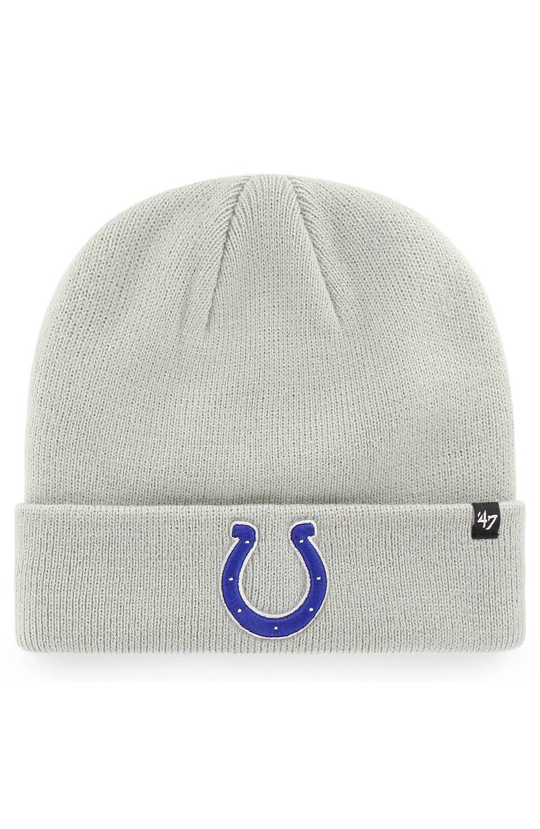 '47 Men's '47 Gray Indianapolis Colts Secondary Basic Cuffed Knit Hat, Main, color, 