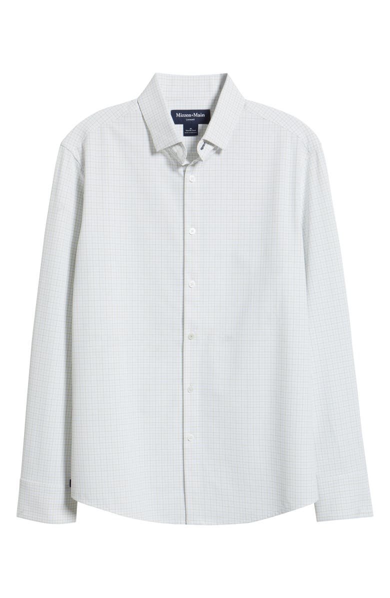 Mizzen+Main Leeward Trim Fit Microcheck No Tuck Button-Up Shirt, Alternate, color, White Connor Tattersall