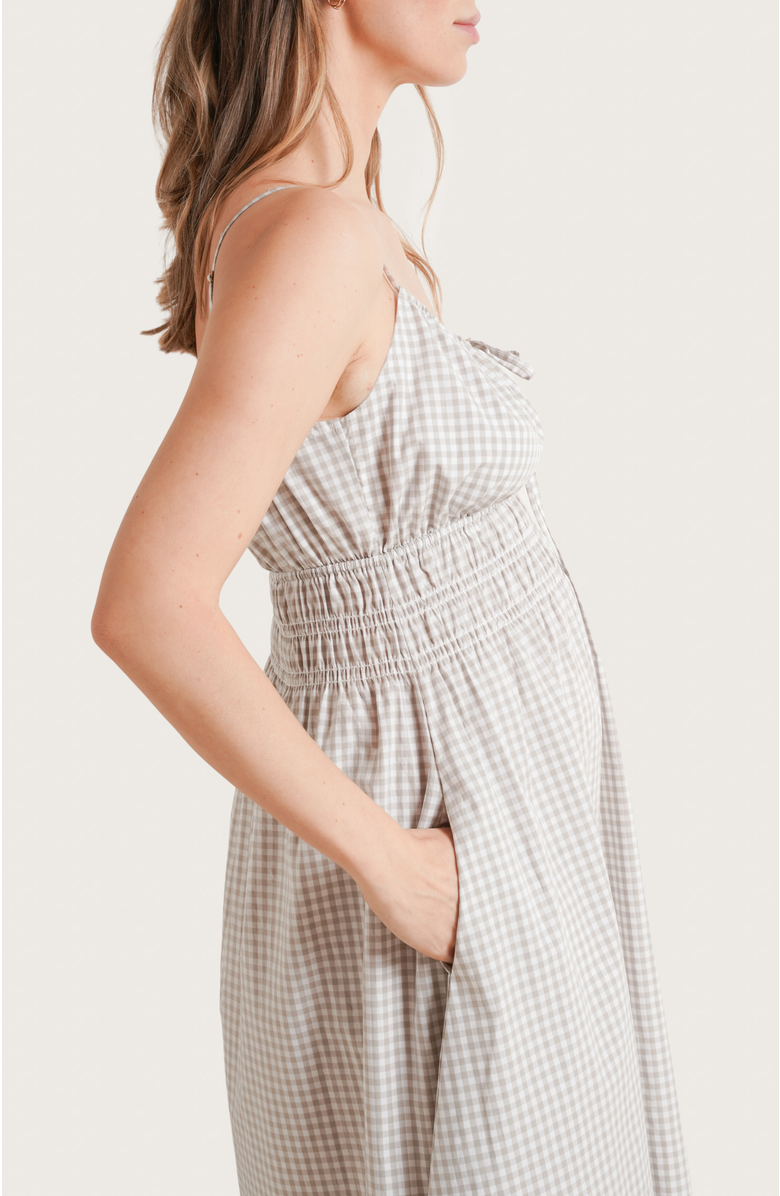 Nom Maternity Roma Maternity & Nursing Dress, Alternate, color, Taupe Gingham