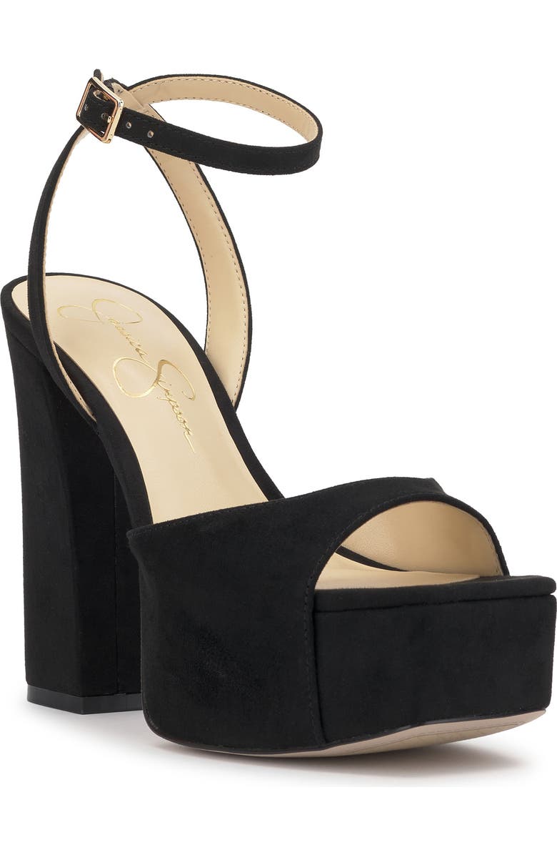 Jessica Simpson Lirio Ankle Strap Platform Sandal, Main, color, Black Microsuede