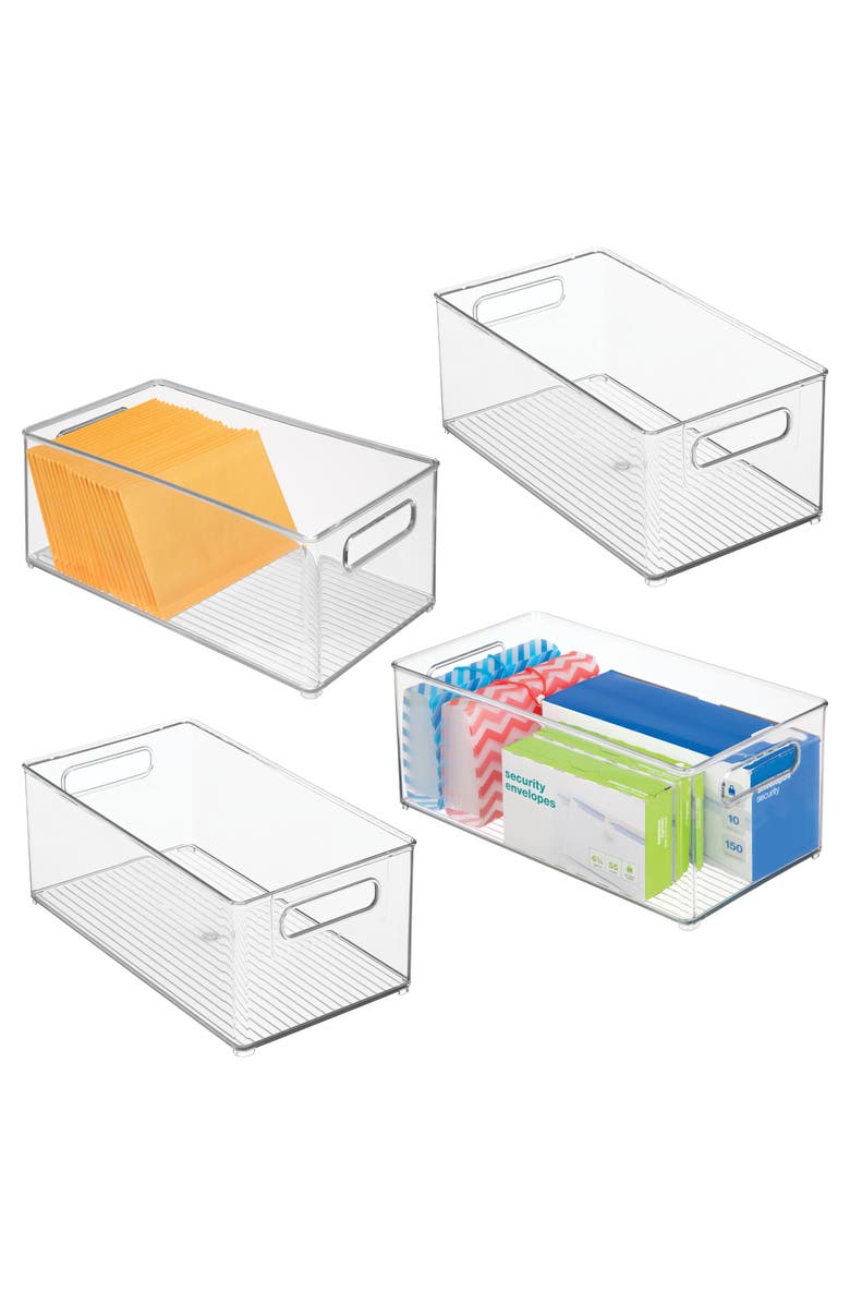 iDesign Stackable Fridge Bin - Kitchen Storage Bin for Pantry, Cabinets, or Fridge, Set of 4, Clear, Alternate, color, Clear