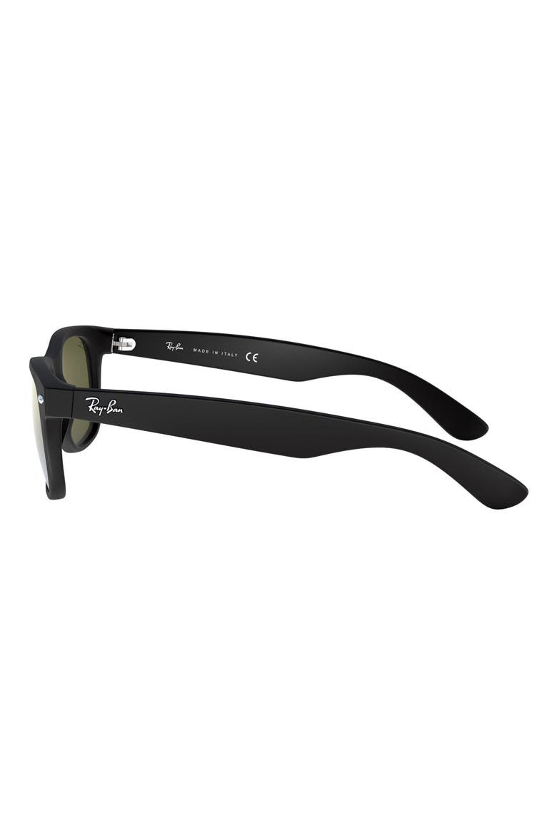 'New Wayfarer' 55mm Sunglasses, Alternate, color, RUBBER BLACK/GRN SILVER MIRROR