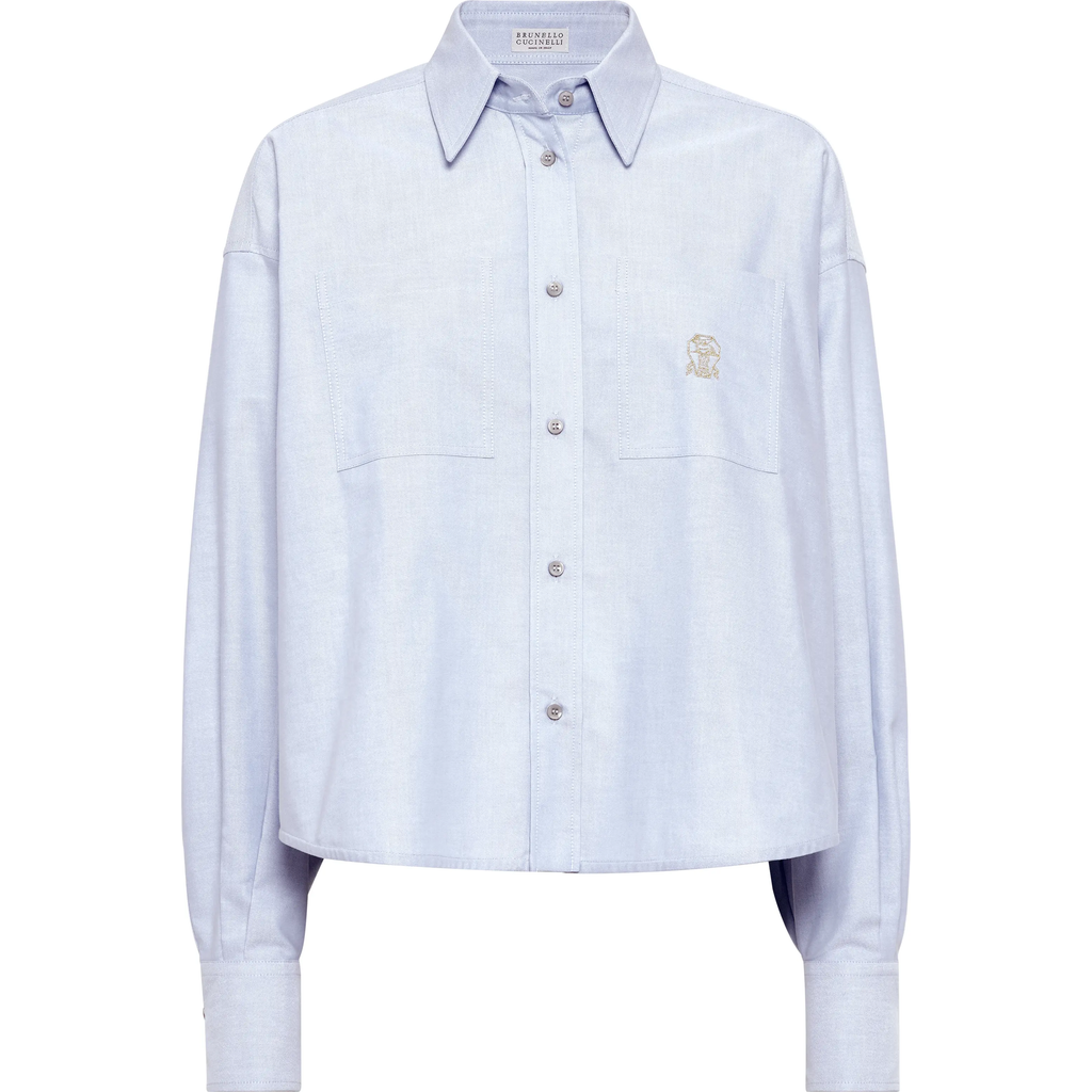 Brunello Cucinelli Oxford Shirt In Azure