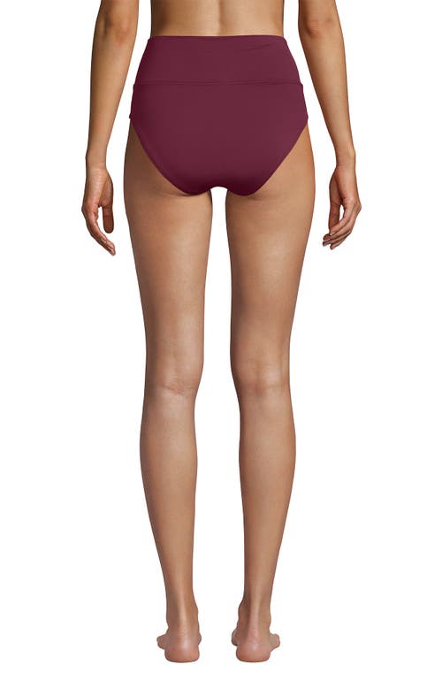 Lands' End Chlorine Resistant Pinchless High Waisted Bikini Bottoms In Burgundy