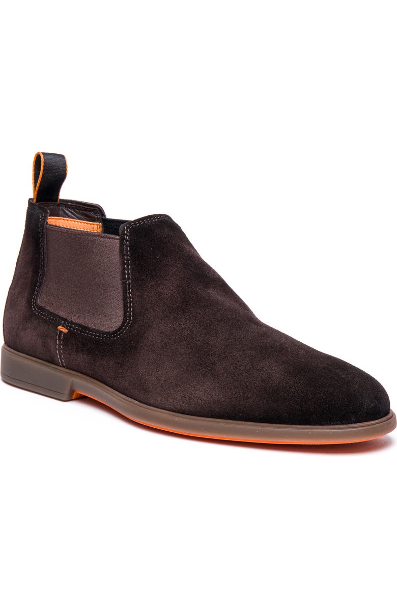 Santoni Regal Chelsea Boot, Main, color, Dark Brown