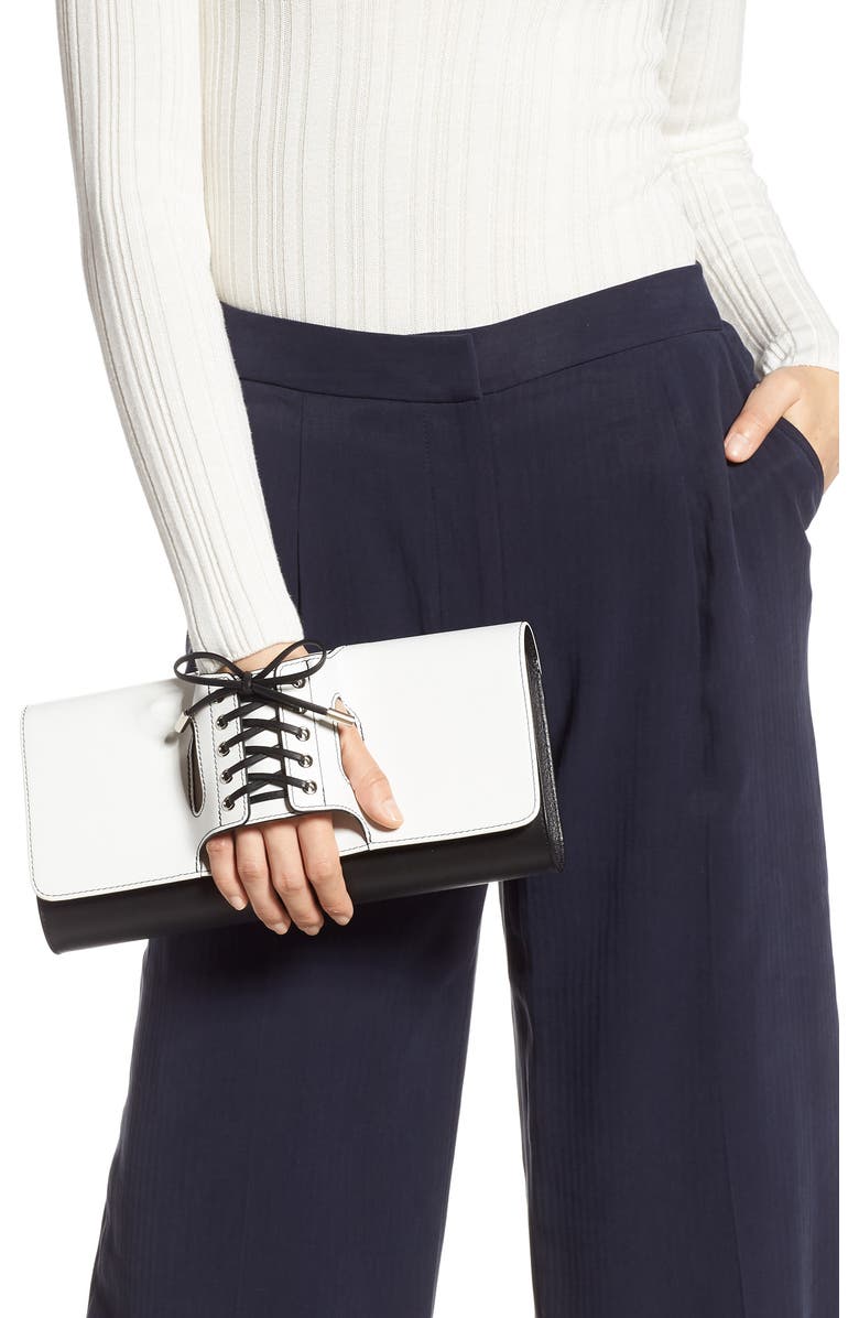 PERRIN Le Corset Leather Clutch, Alternate, color,