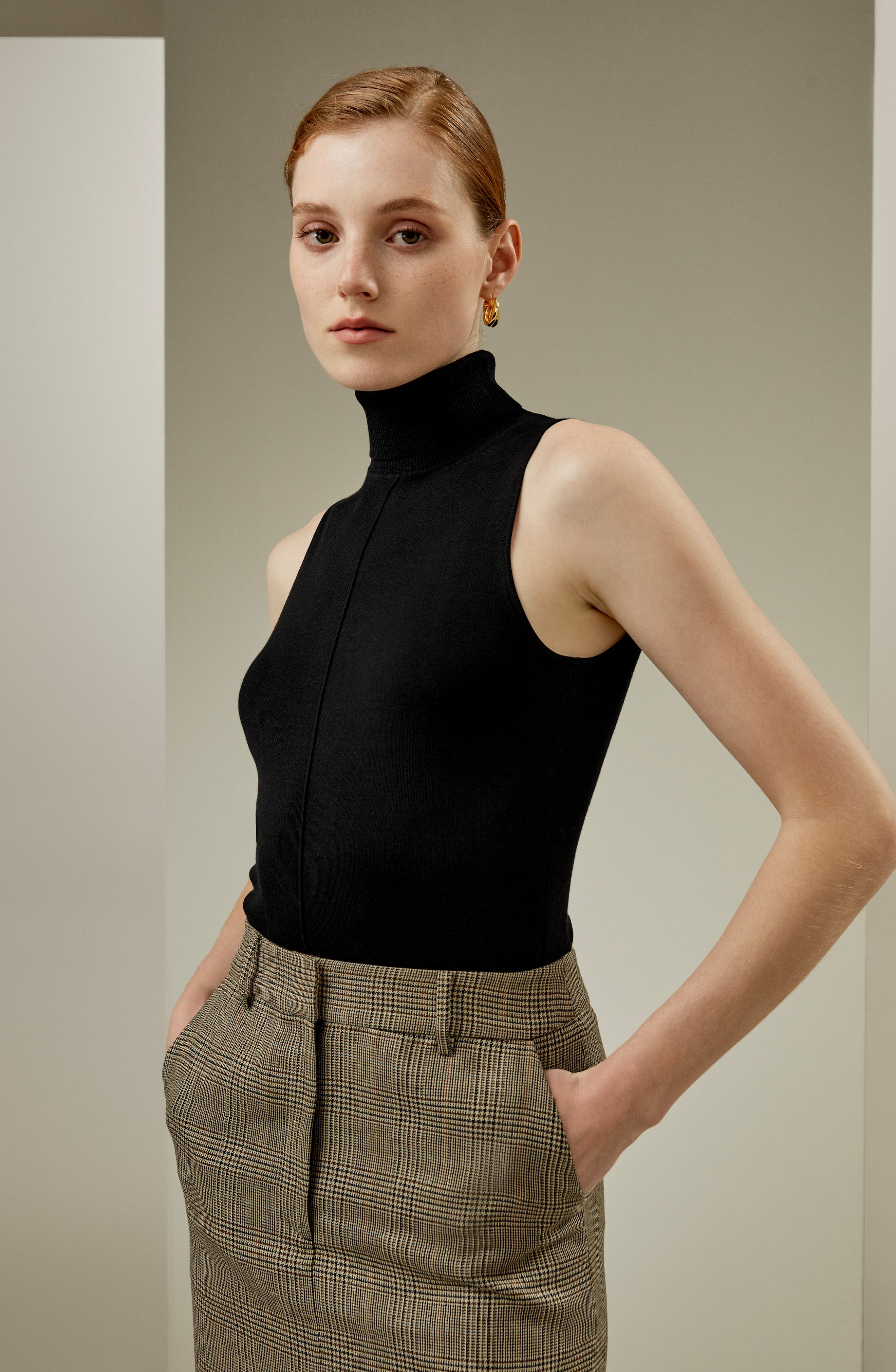 トップス ebure Silk Cotton Knit Sleeveless Top Lilysilk Women's Silk Knitted Turtleneck Sleeveless Top (Women