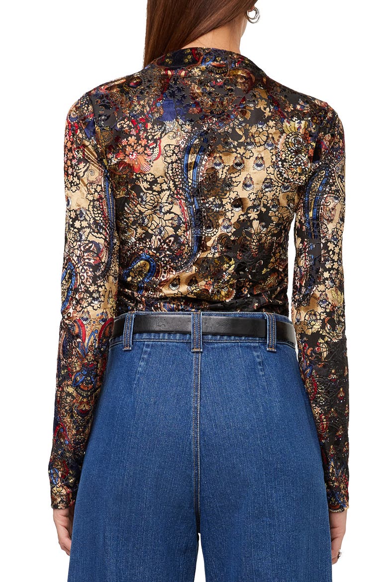 Khami Velvet Burnout Mock Neck Top, Alternate, color, PRINT